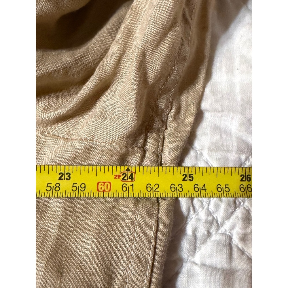 Gap Button Down Shirt Mens XL Tan 100% Linen Long Sleeve - Picture 9 of 11